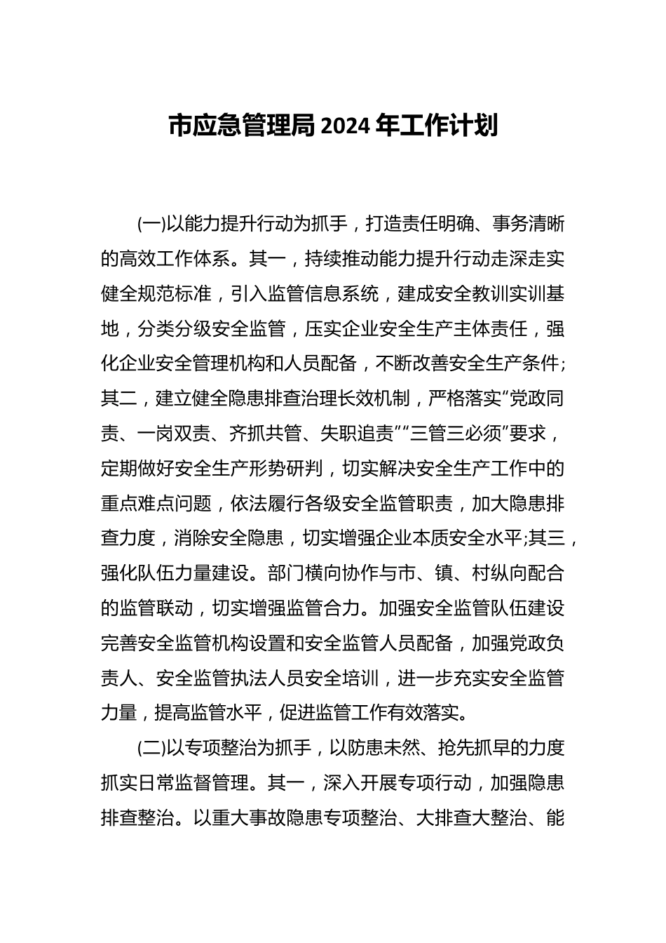 市应急管理局2024年工作计划.docx_第1页