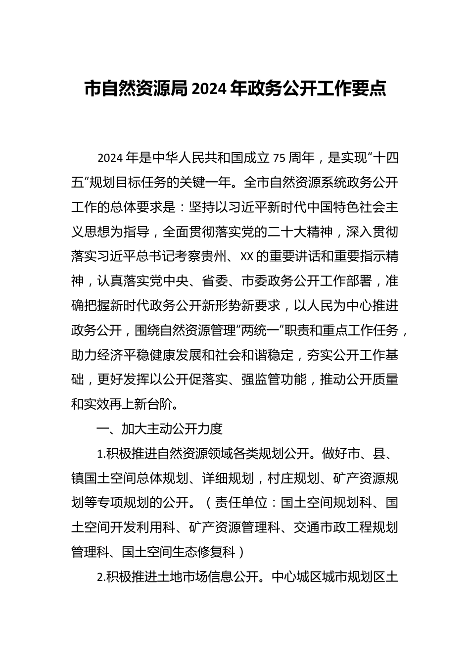 市自然资源局2024年政务公开工作要点.docx_第1页