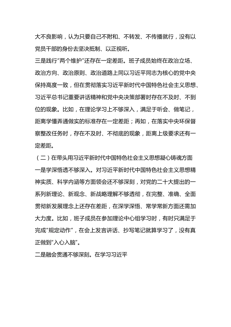 某市政府领导班子六个带头民主生活会对照检查材料.docx_第3页