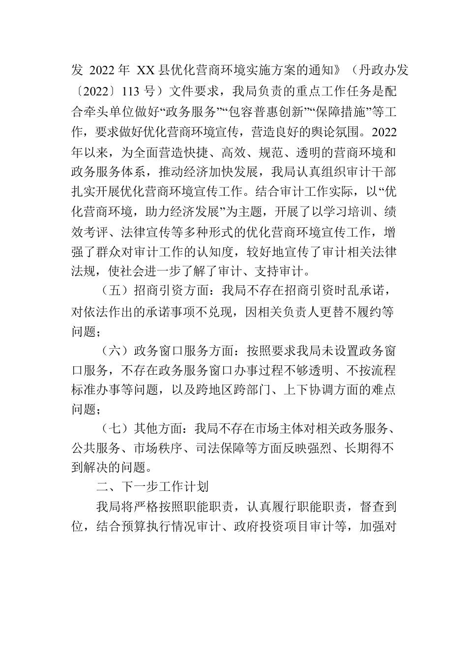 县审计局优化营商环境工作自查自纠报告（20230316）.docx_第2页