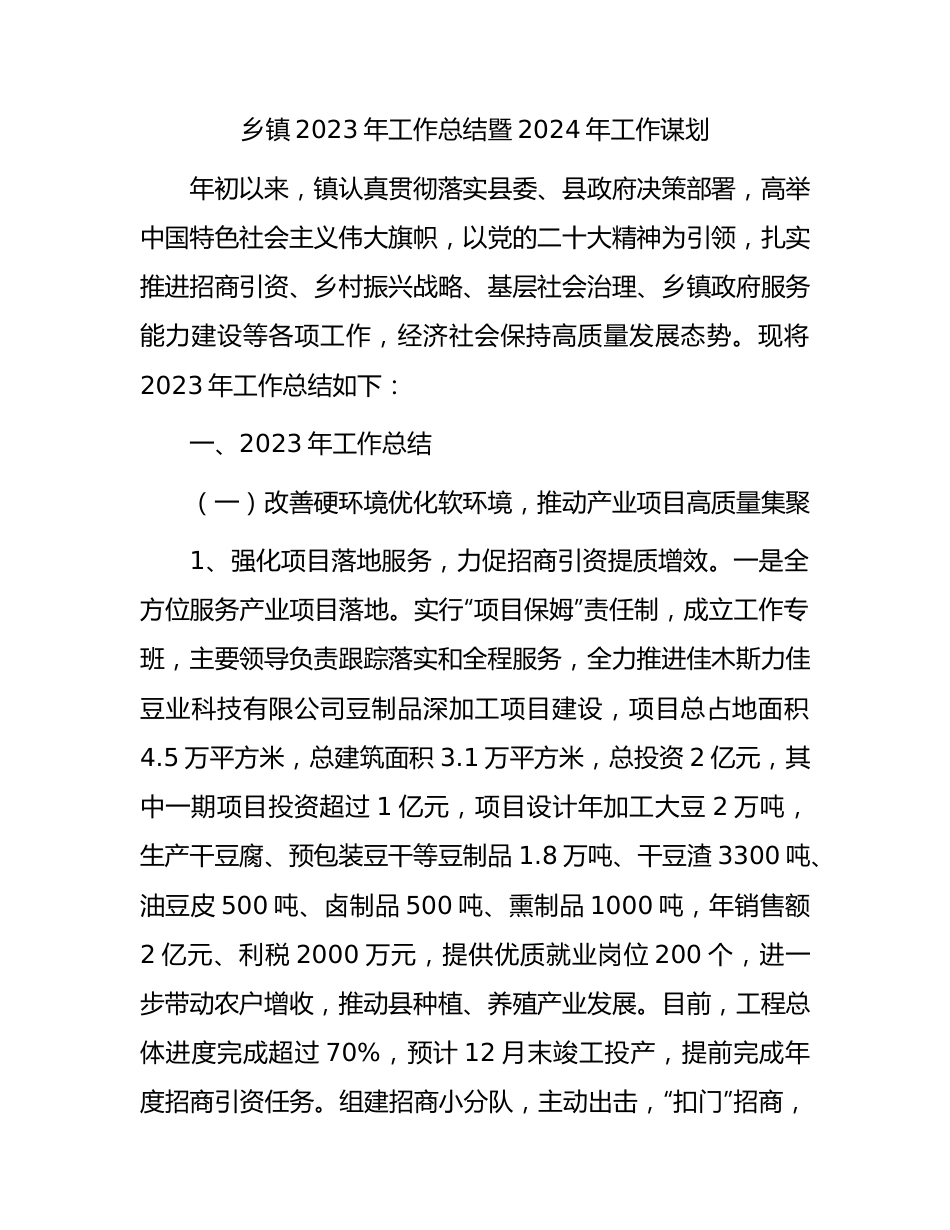 乡镇2023年工作总结6300字.docx_第1页