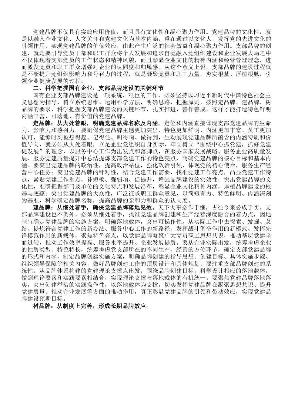 书记党课讲稿：深入推进支部品牌建设 引领推动公司高质量发展.doc_第2页