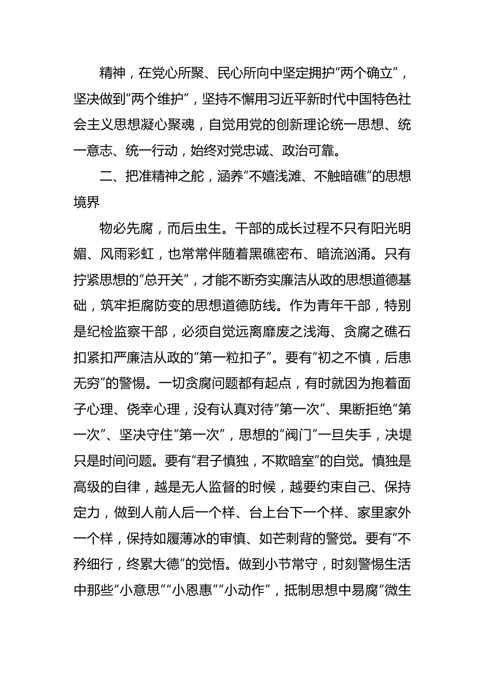 青年干部在纪委机关党支部集体学习研讨会上的发.docx_第3页