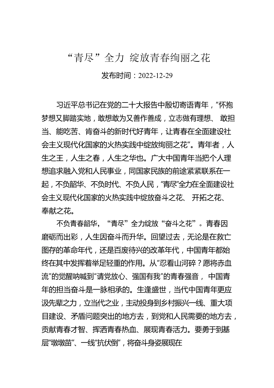 “青尽”全力 绽放青春绚丽之花.docx_第1页
