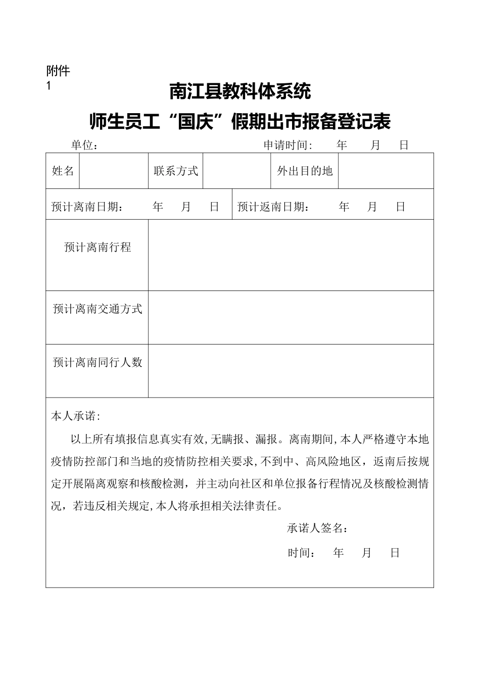 师生员工“国庆”假期出市报备登记表.docx_第1页