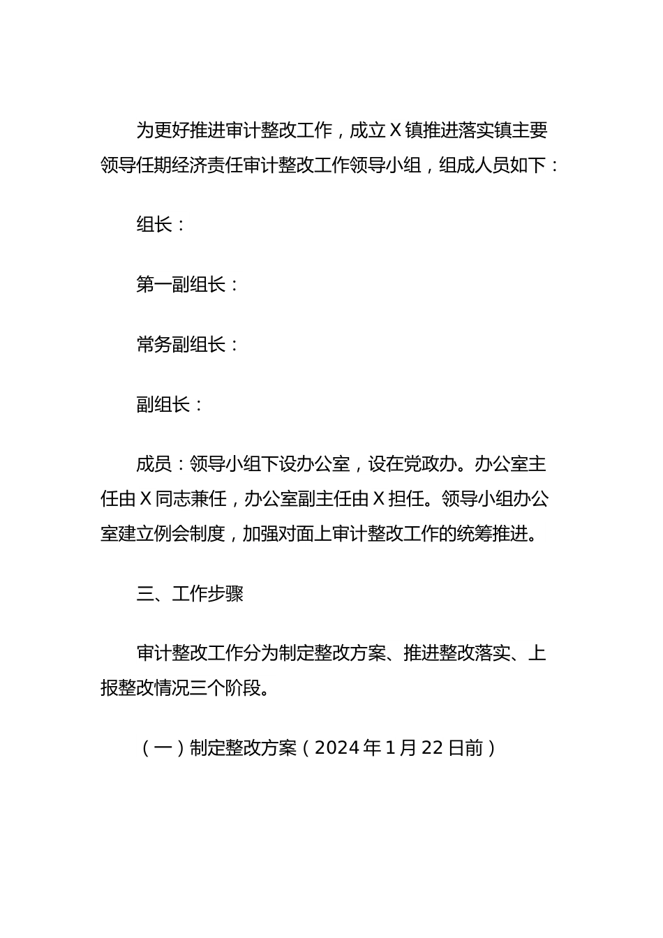 关于X镇主要领导任期经济责任审计整改落实方案的报告.docx_第2页