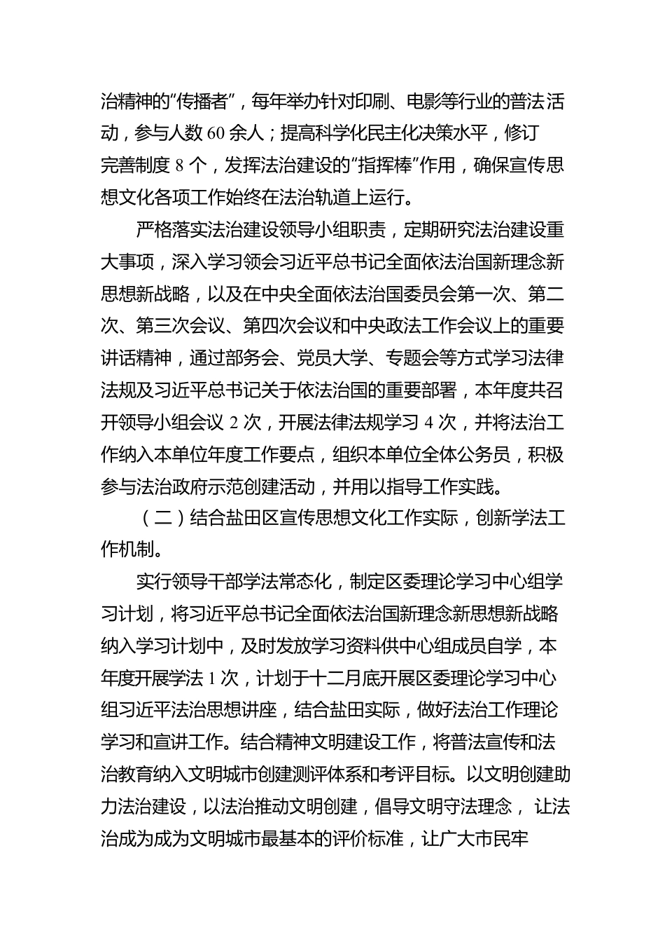 XX市XX区委宣传部20XX年法治政府建设年度工作情况报告.docx_第2页