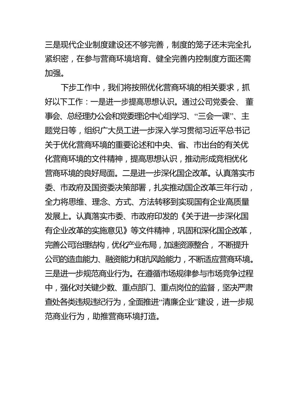公司落实营商环境工作情况报告.docx_第3页