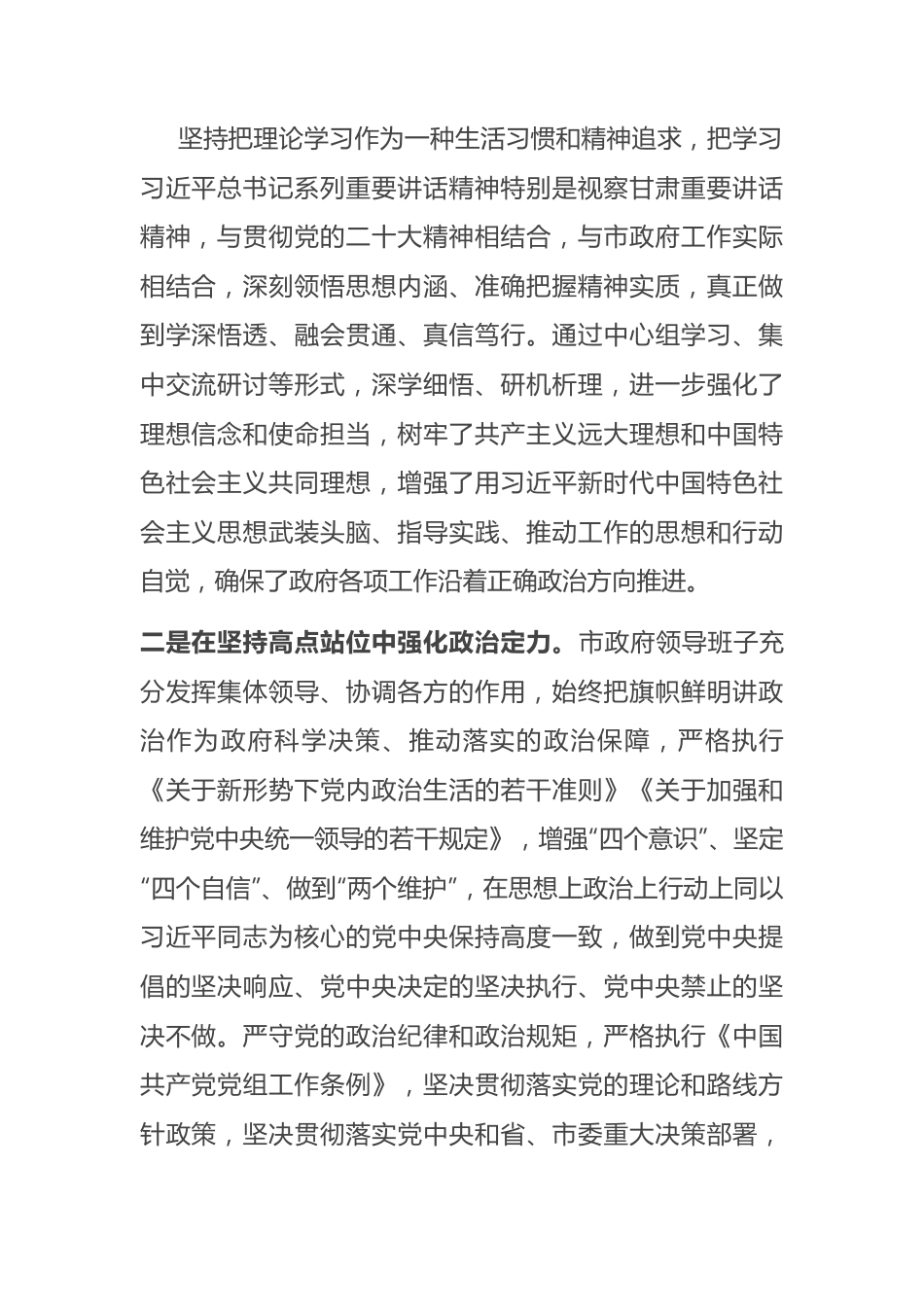 市政府班子2022年政治素质自查报告.docx_第2页
