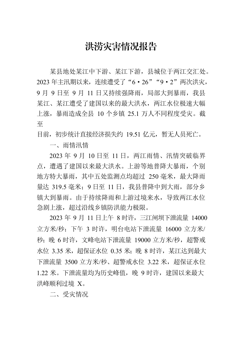 洪涝灾害情况报告.docx_第1页