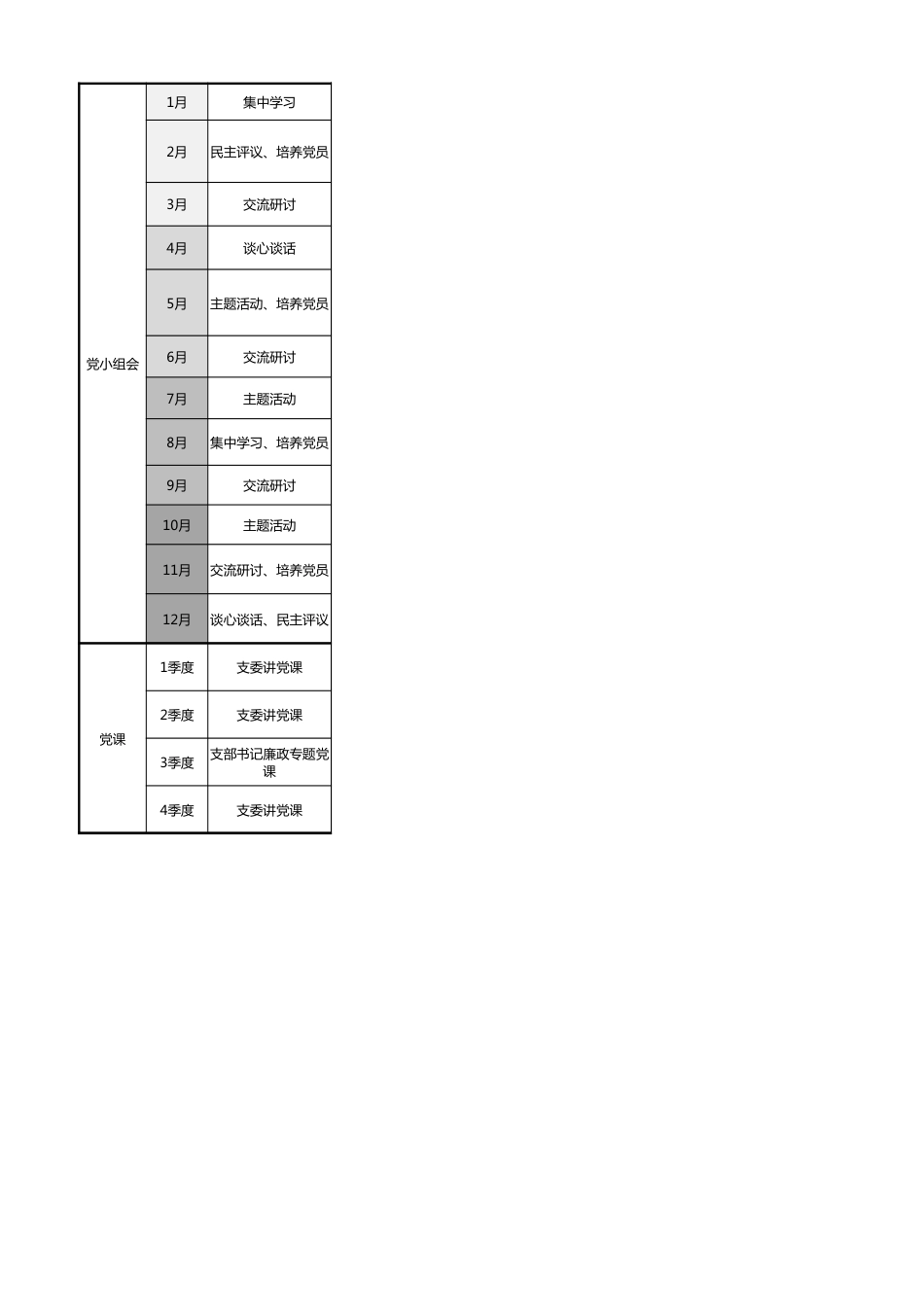 【组织党建】县某局支部委员会度两学一做、三会一课、主题党日活动计划表格.xlsx_第3页