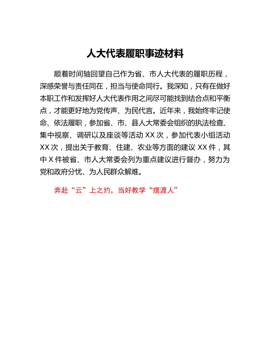 20230317：人大代表履职事迹材料.docx_第1页