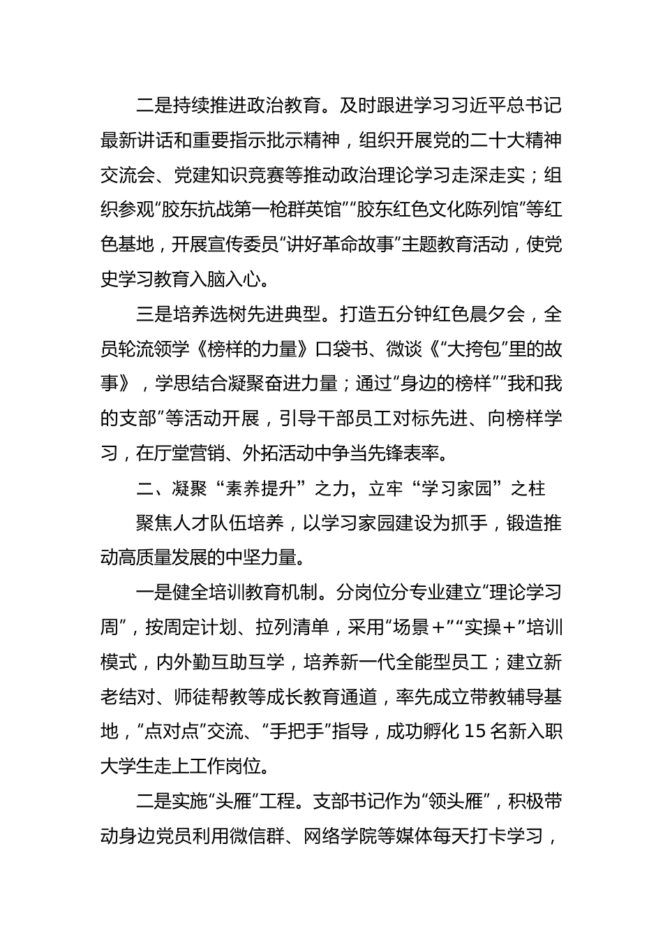 银行党支部建设党建工作事迹材料.docx_第2页