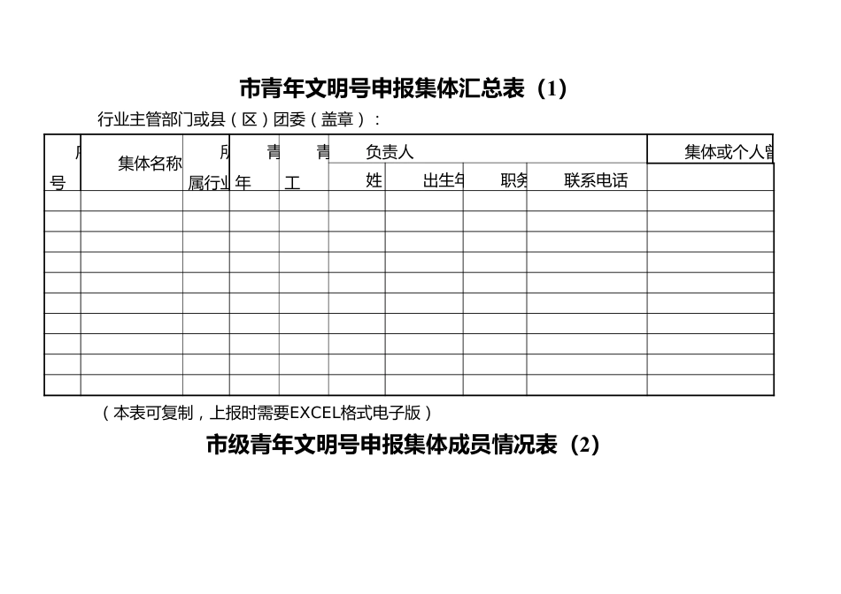 （11篇）市级青年文明号申报集体成员情况表、申报表及考核标准汇编.docx_第2页