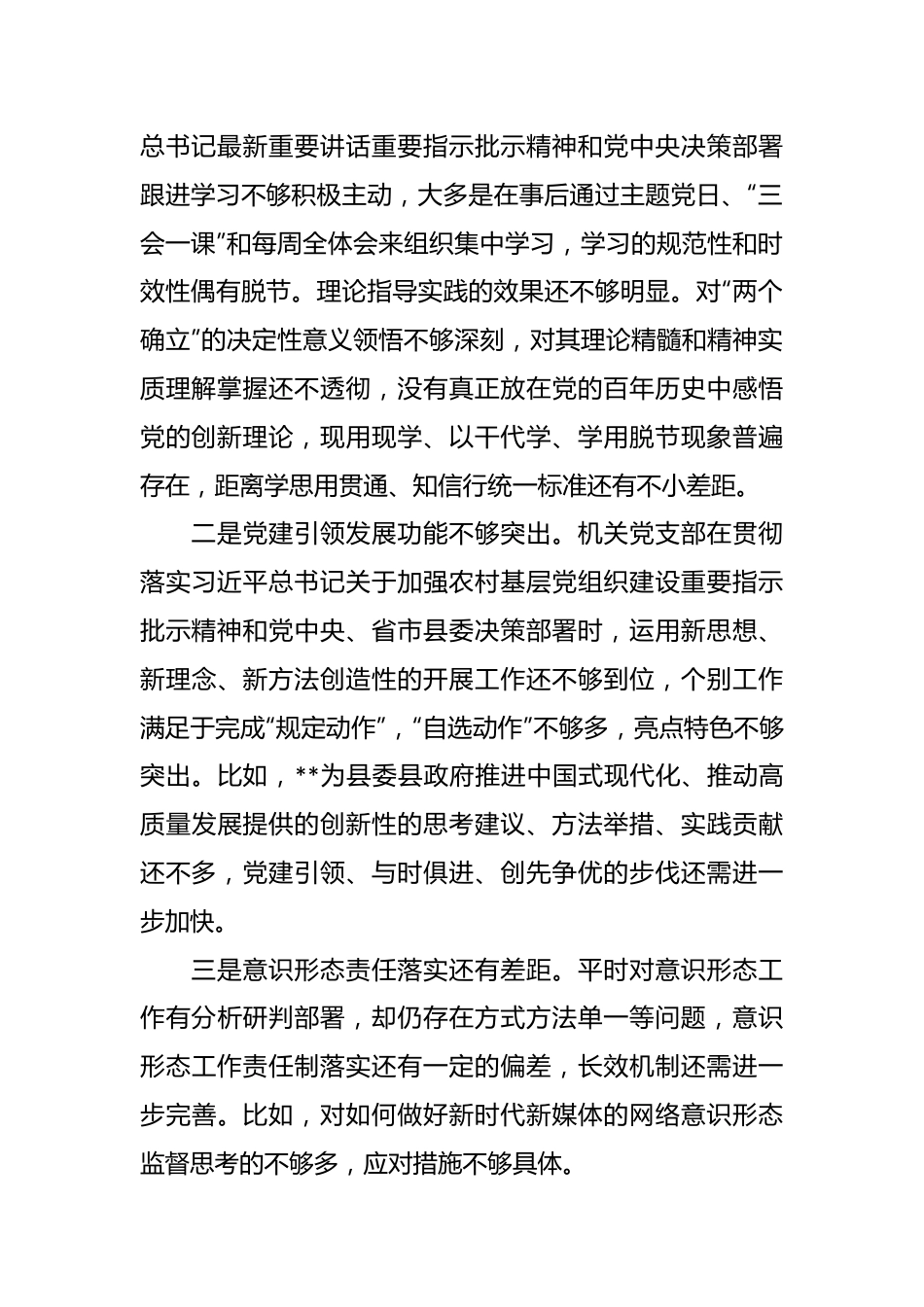 202X年度在组织生活会班子对照检查材料.docx_第2页