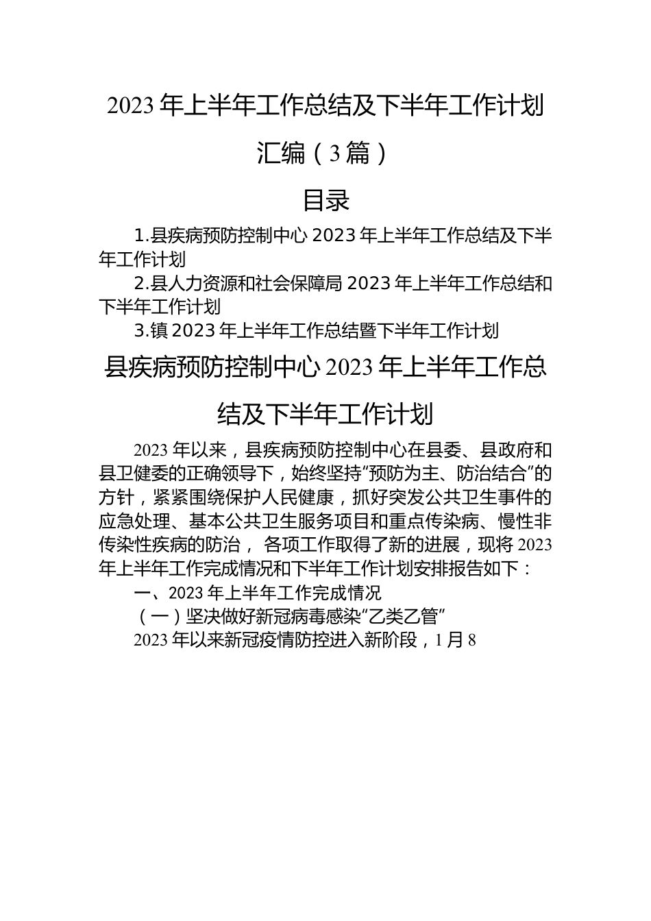 2023年上半年工作总结及下半年工作计划汇编（3篇）.docx_第1页