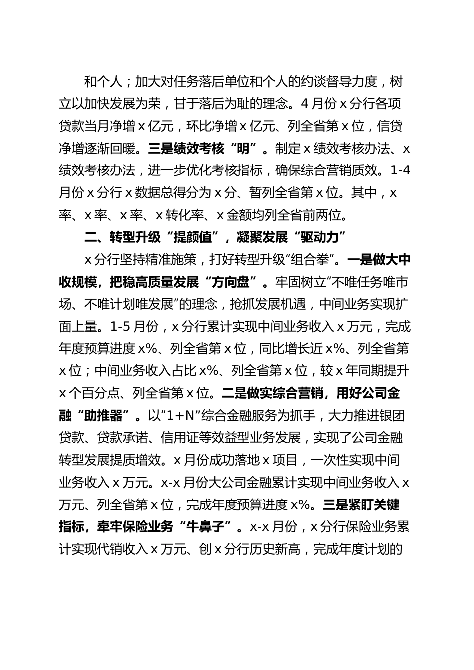 银行分行经营发展工作汇报总结报告.docx_第2页
