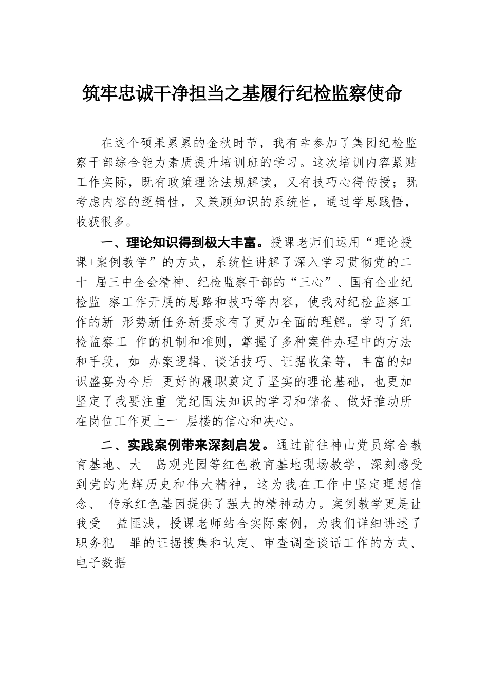 筑牢忠诚干净担当之基履行纪检监察使命.docx.docx_第1页