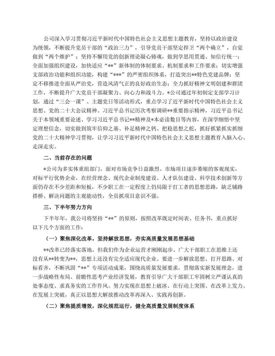 国企2023年度上半年工作总结及下半年工作计划.docx_第3页