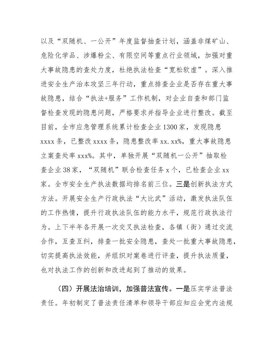 2024 年市应急管理局主要负责人履行推进法治建设第一责任人职责情况述职报告.docx_第3页