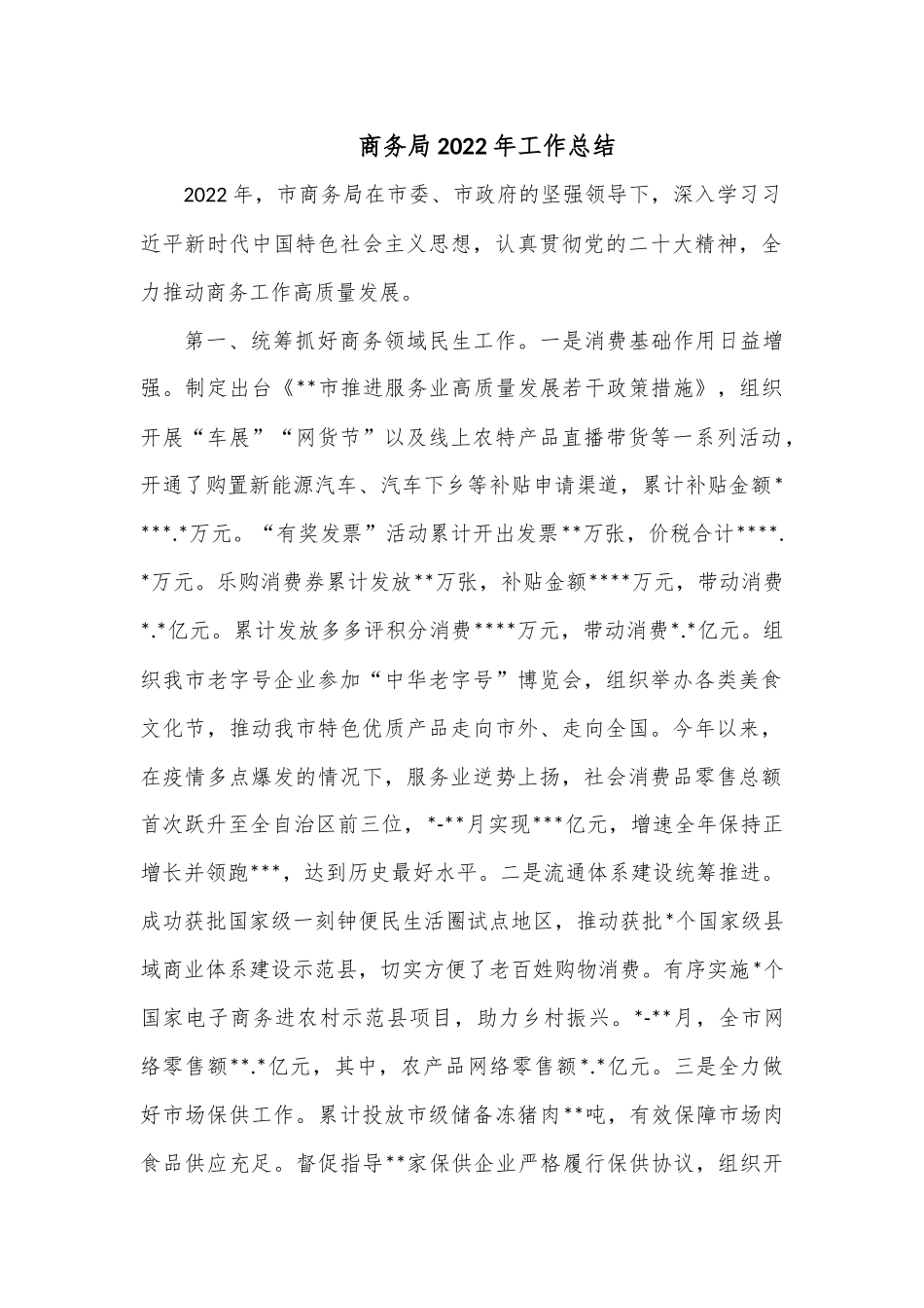 商务局2022年工作总结.docx_第1页