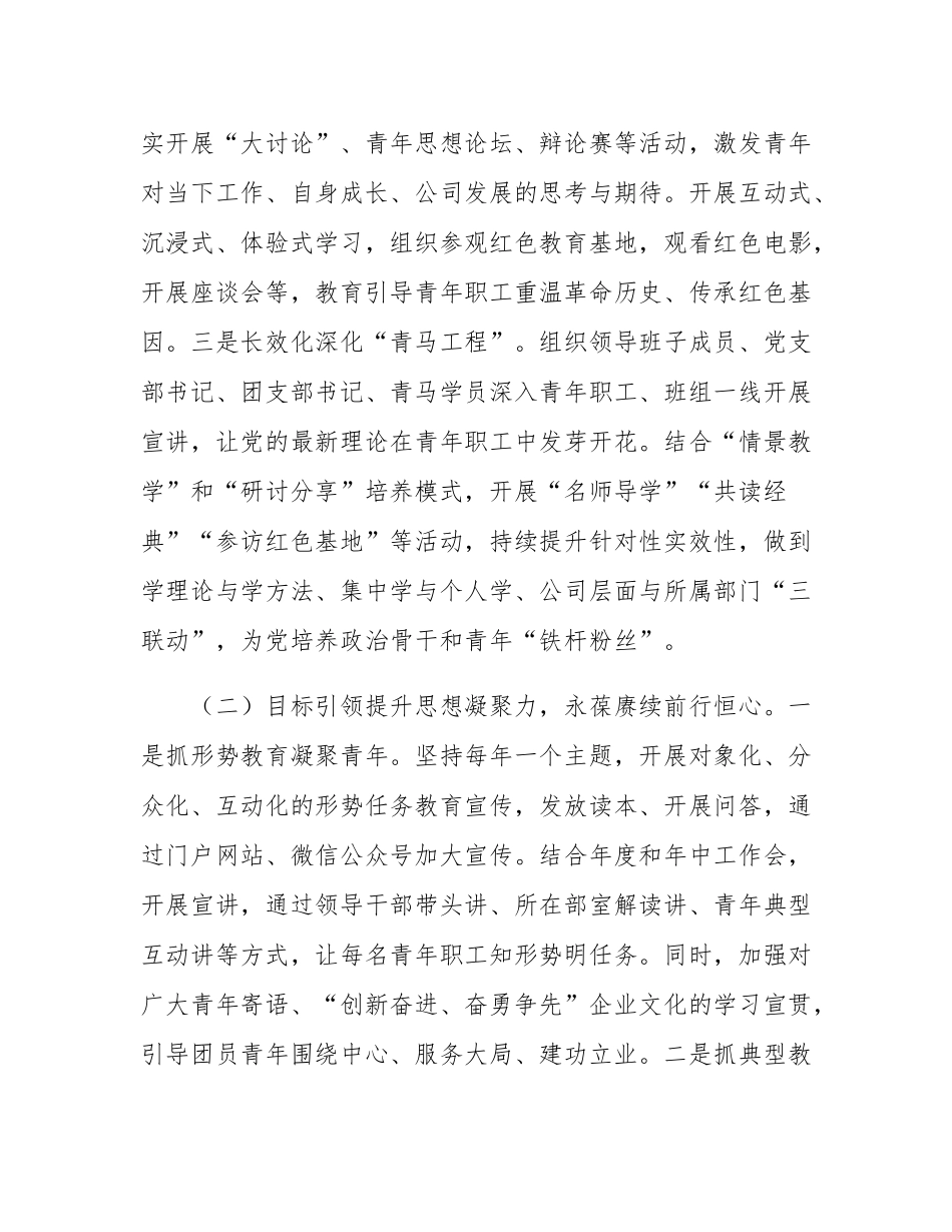 国有企业党委关于2024年青年思想政治工作情况的报告.docx_第2页
