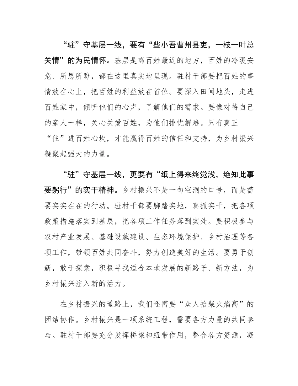 发言稿：“驻”守基层一线，“住”进百姓心坎，“助”力乡村振兴.docx_第2页