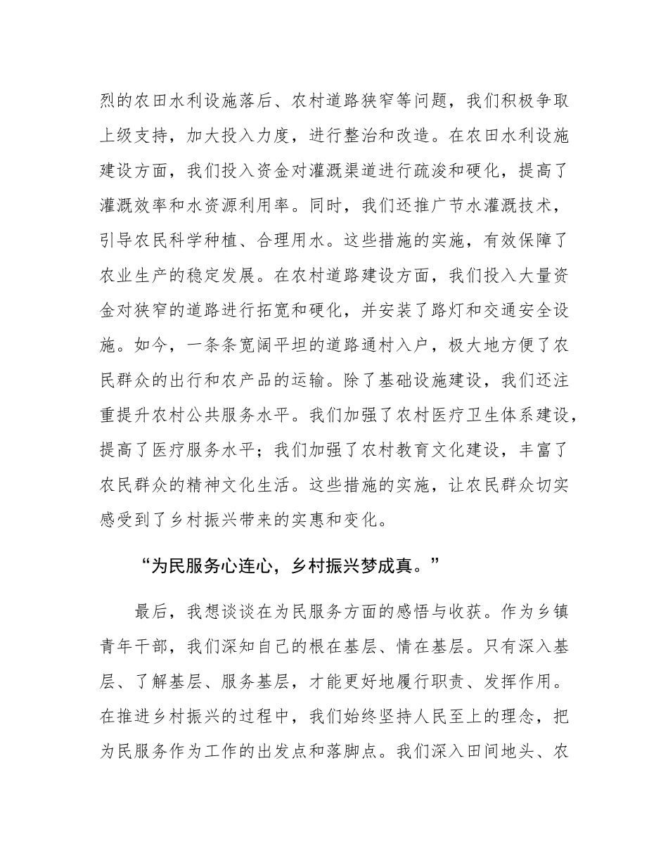 乡镇青年干部在乡村振兴交流研讨会上的发言：青山绿水间，青春献家园.docx_第3页