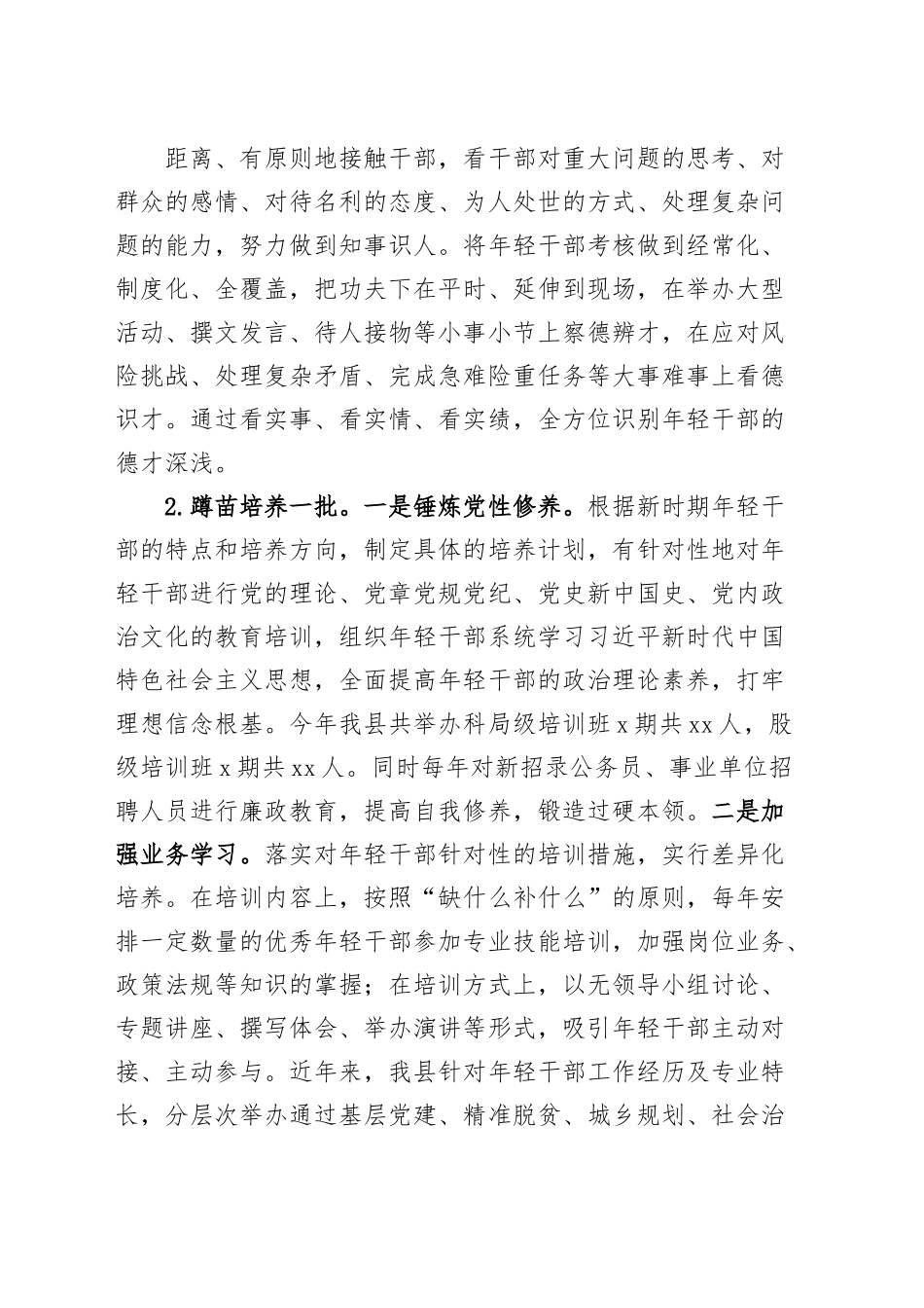 X县实施新时代年轻干部成长工程工作汇报青年总结报告.docx_第2页