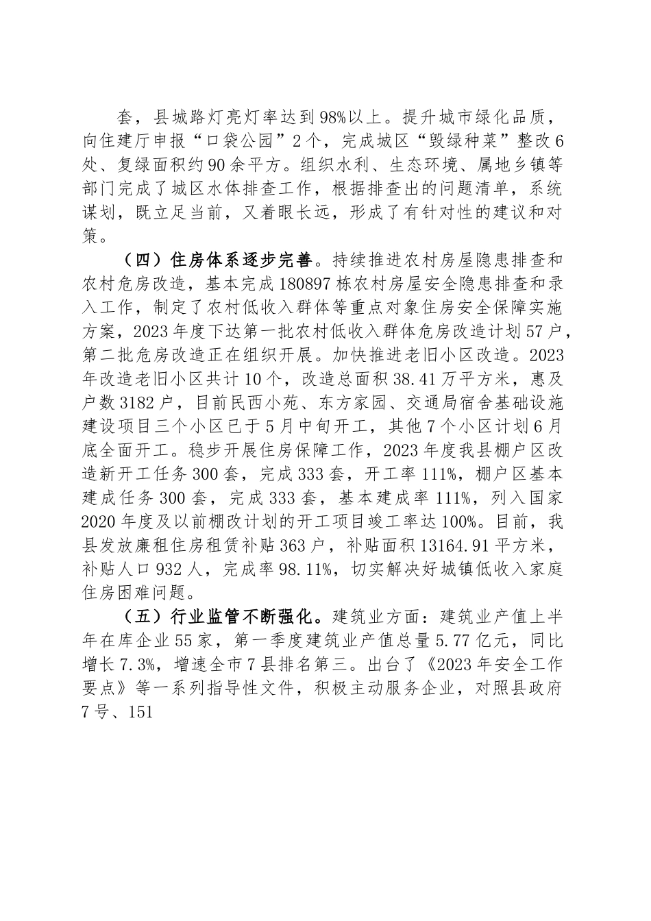 县住建局2023年上半年工作总结和下一步工作安排.docx_第3页