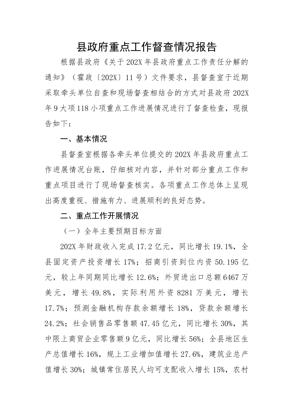 县政府重点工作督查情况报告.docx_第1页