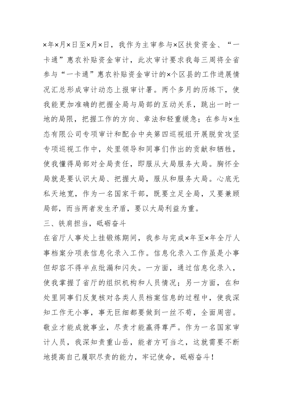 XX审计局干部挂职锻炼工作总结.docx_第3页
