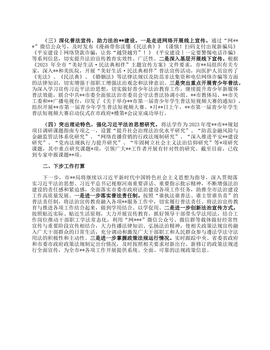 关于2023年上半年市局开展法治建设工作总结.docx_第2页
