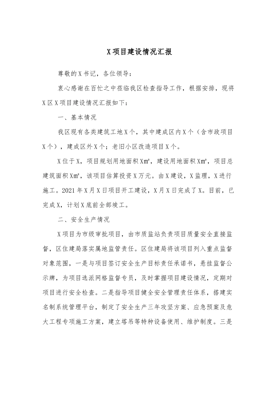 X项目建设情况汇报.docx_第1页