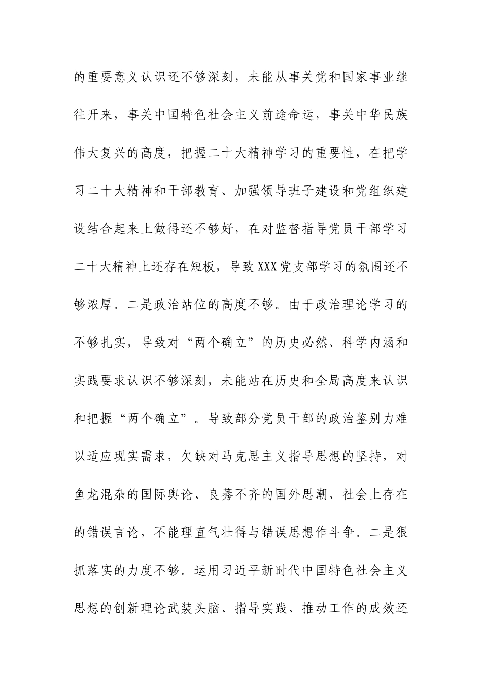 党支部xxxx年度组织生活会班子对照检查材料.docx_第2页