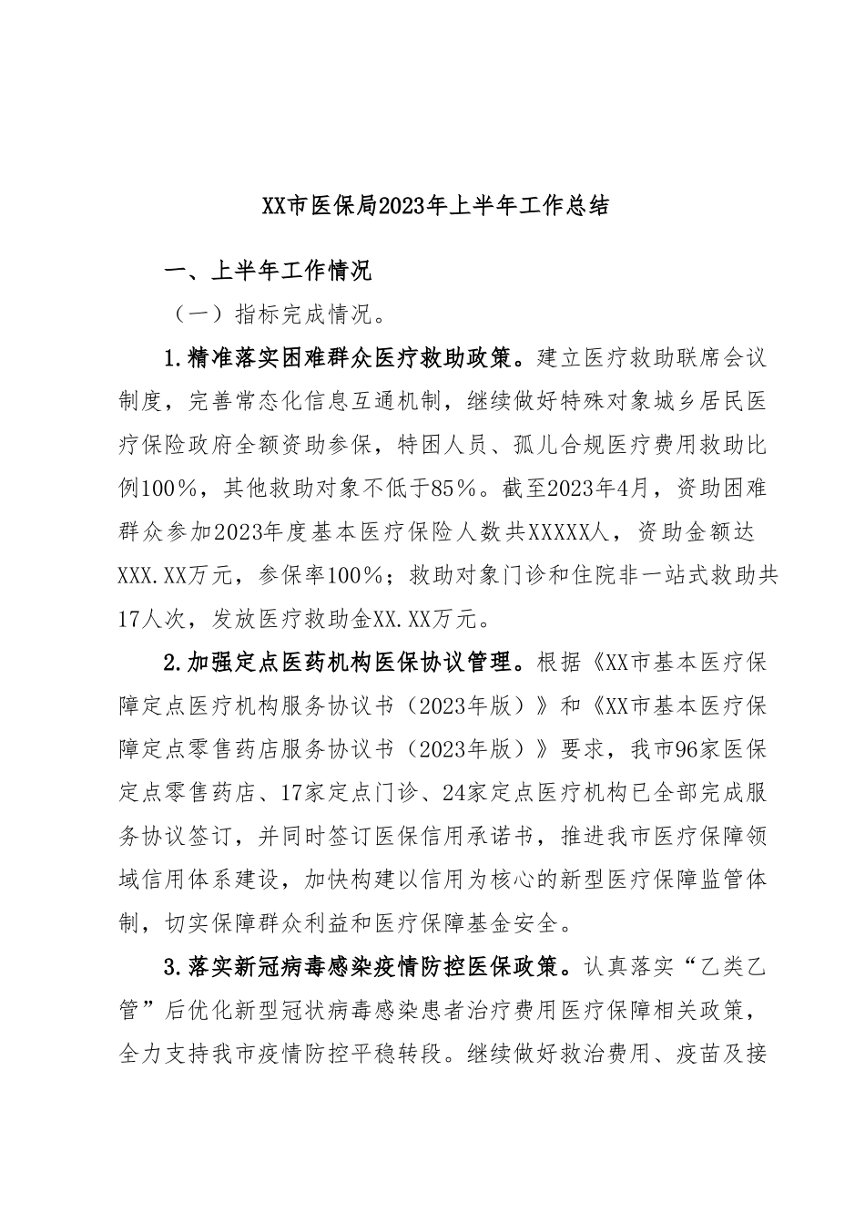 XX市医保局2023年上半年工作总结.docx_第1页