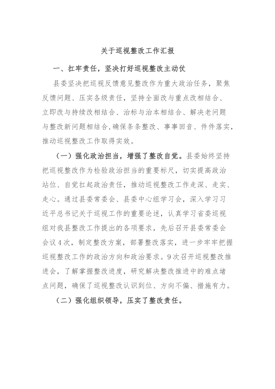 关于巡视整改工作汇报.docx_第1页