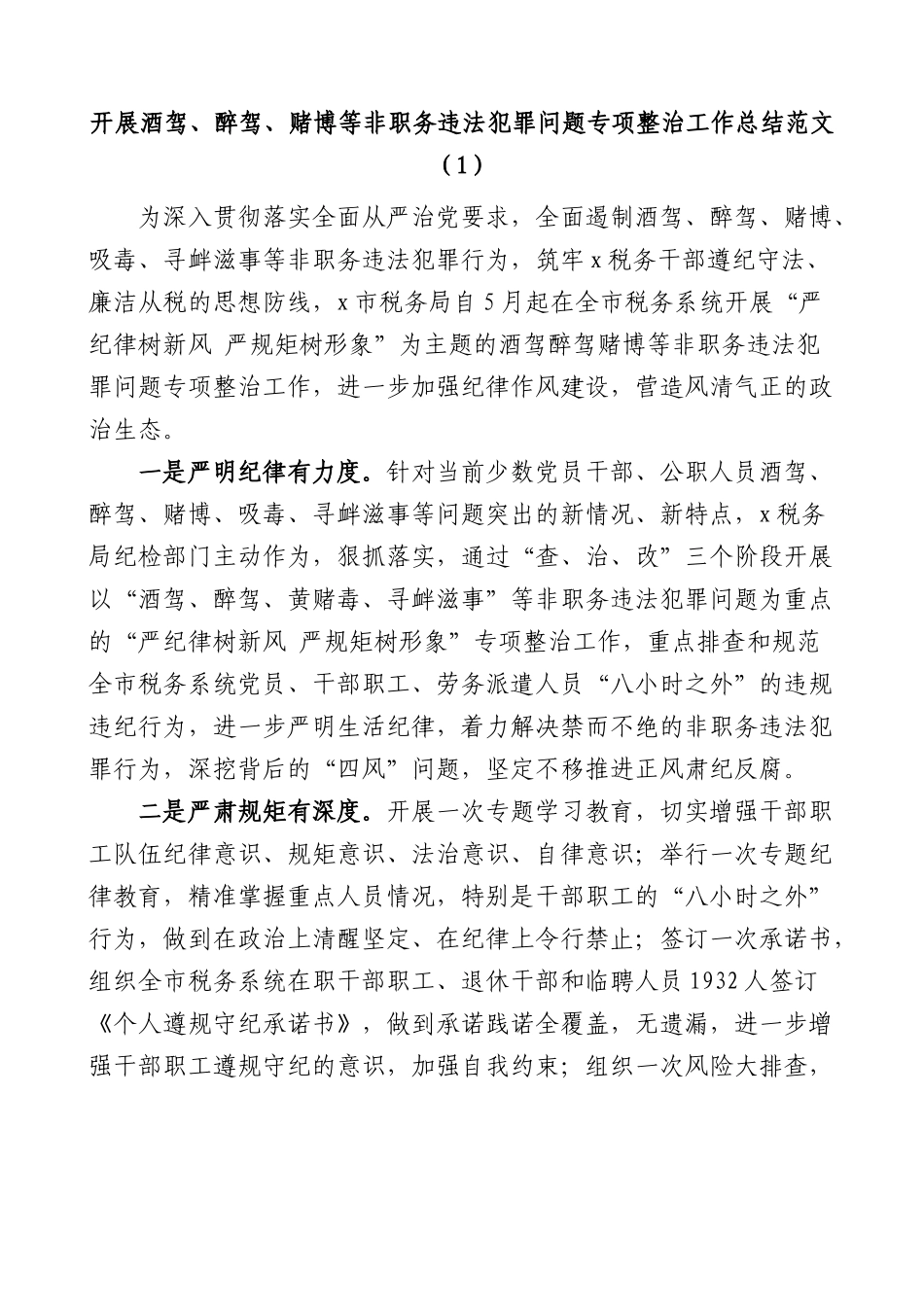 (2篇)开展酒驾醉驾四风问题专项整治工作总结整顿工作汇报报告.docx_第1页