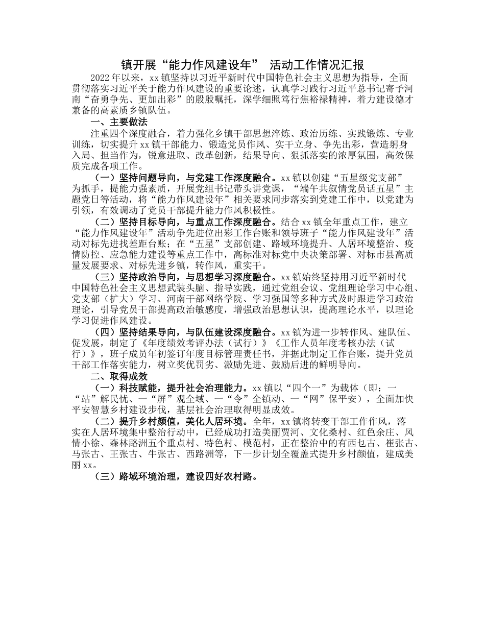 20230313：镇开展“能力作风建设年”活动工作情况汇报.docx_第1页