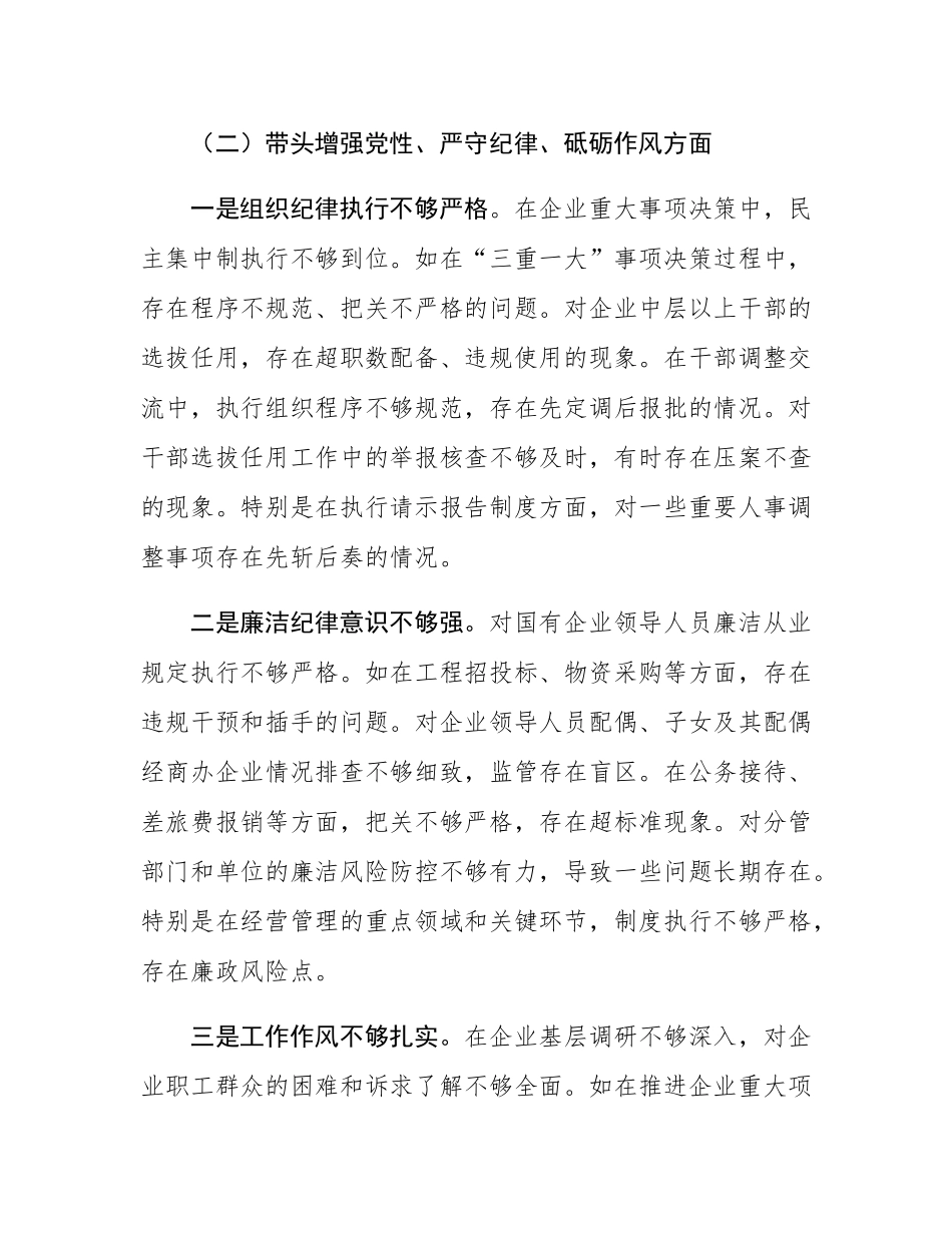 国企党委书记2024年度民主SH会个人对照检查材料.docx_第3页