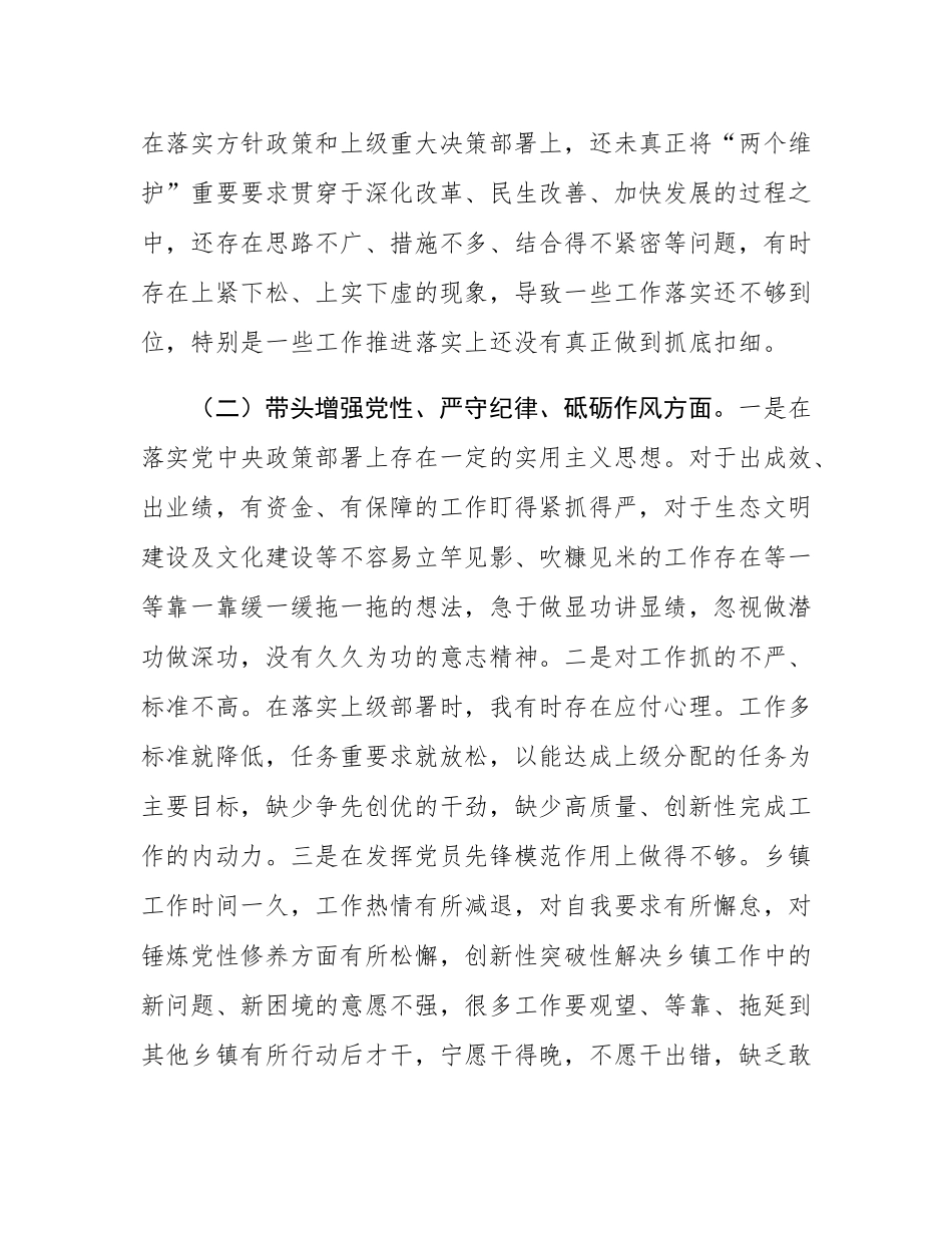 乡镇长2024年民主SH会个人对照检查材料.docx_第2页