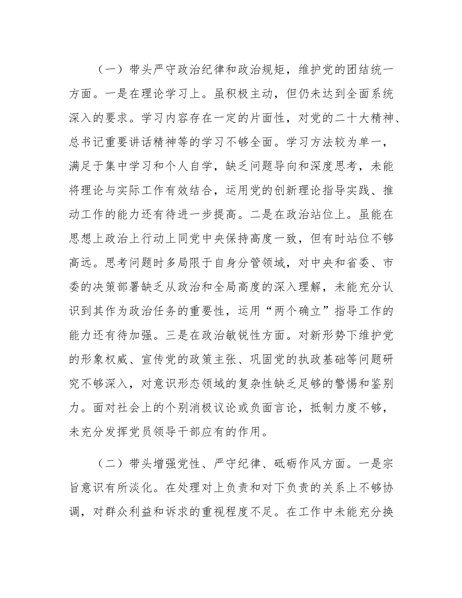 2024年度民主SH会“四个带头”对照检查发言材料（个人）.docx_第2页