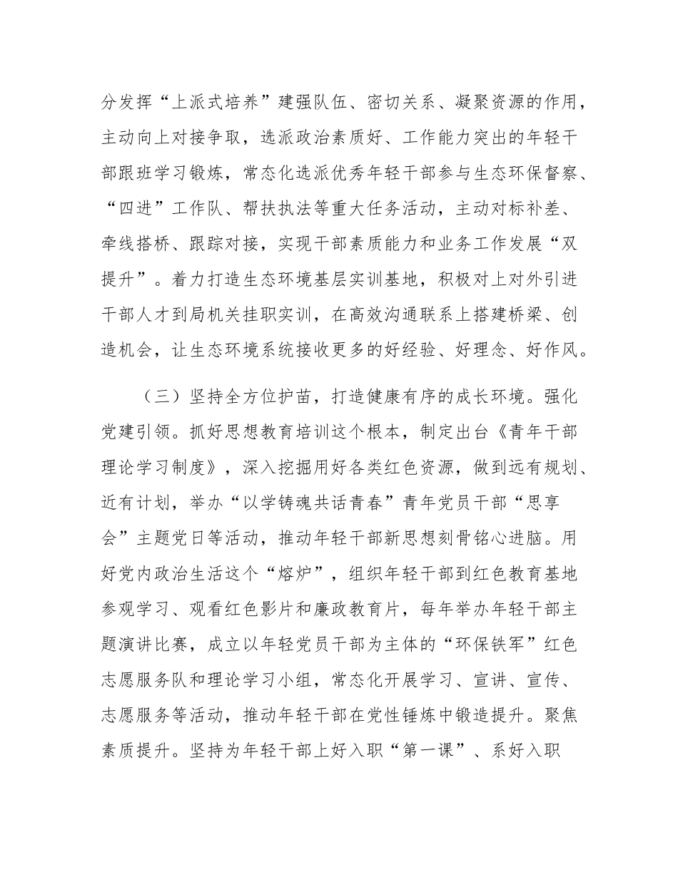 市生态环境局党组青年干部培养工作总结.docx_第3页