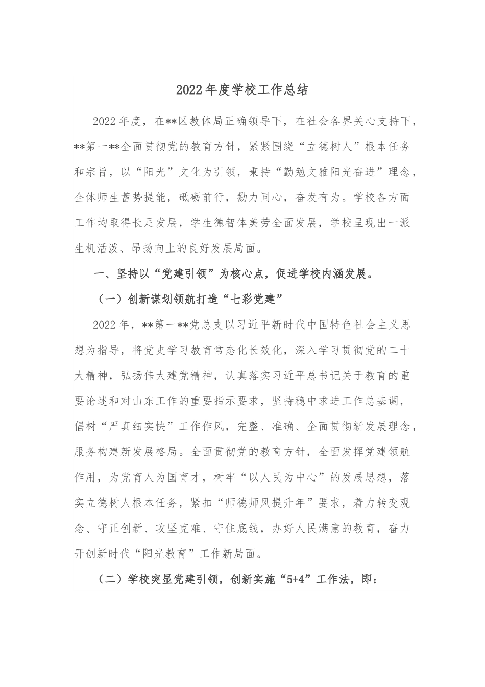 2022年度学校工作总结.docx_第1页