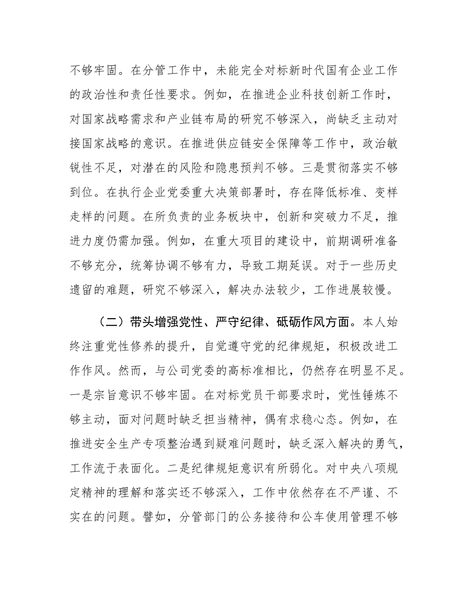 2024年度民主SH会个人对照检查材料（四个带头）.docx_第2页