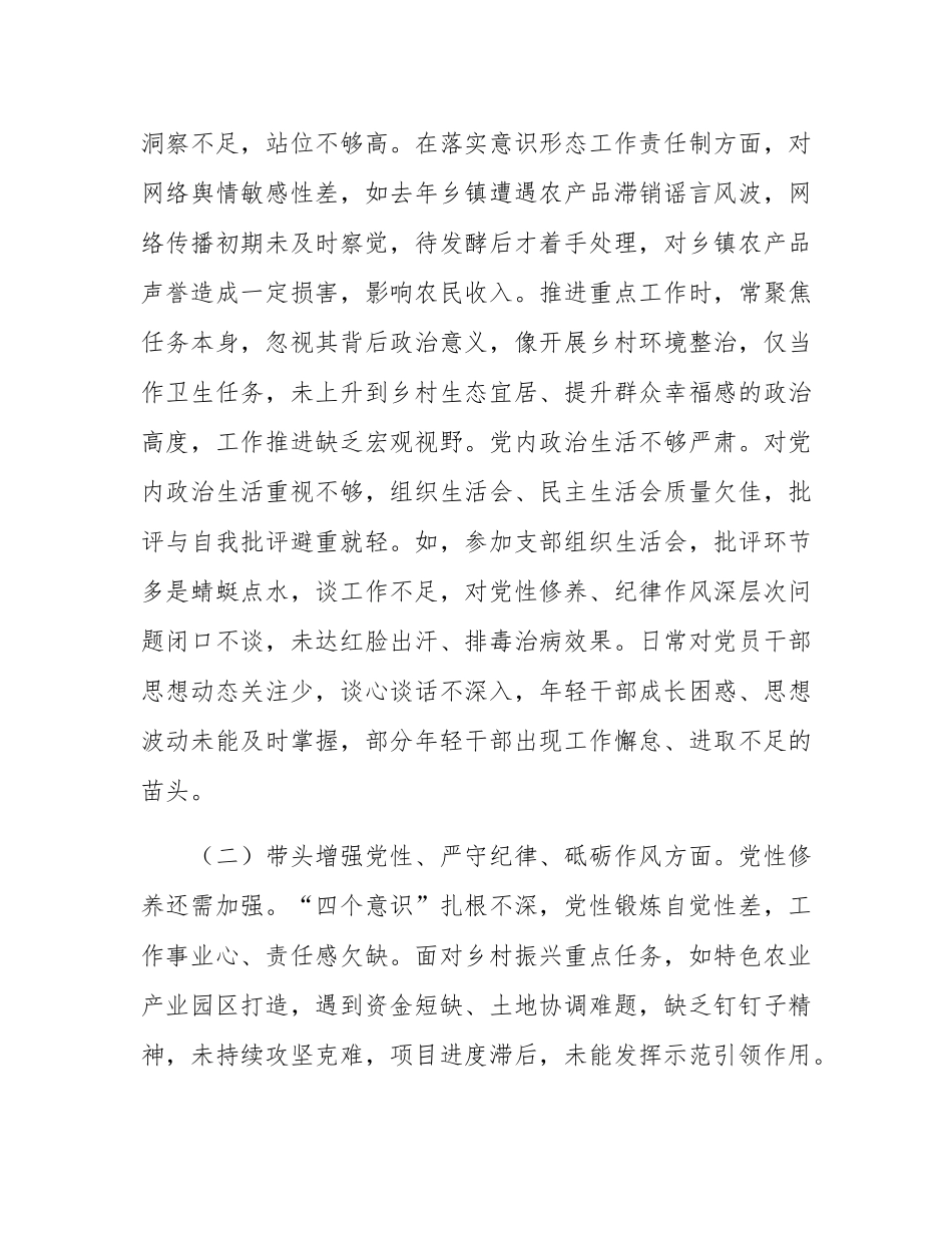 乡镇党委书记2024年专题民主SH会对照检查发言材料（四个带头）.docx_第2页