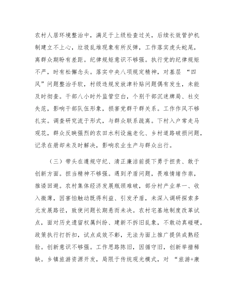乡镇党委书记2024年专题民主SH会对照检查发言材料（四个带头）.docx_第3页