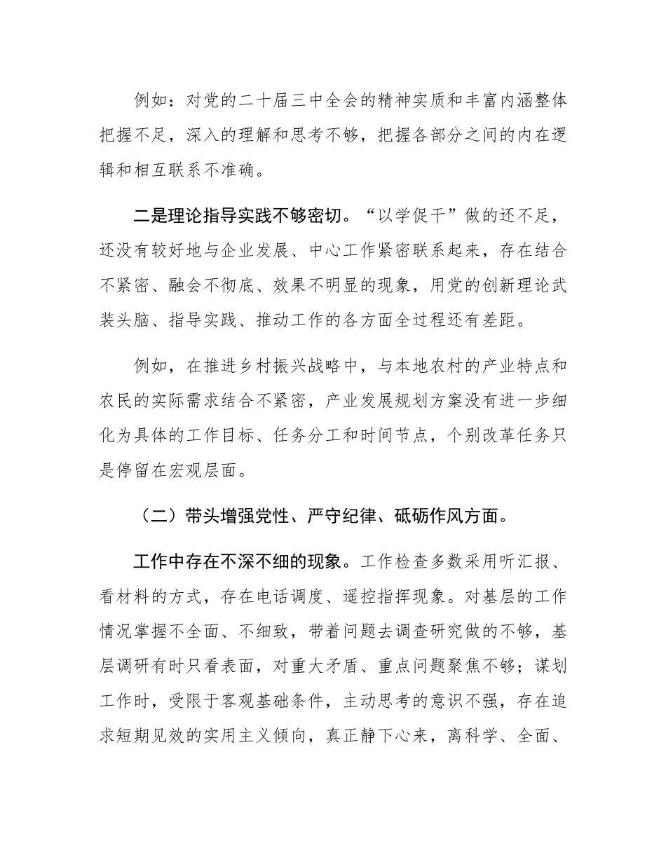 2024年度民主SH会对照检查材料（四个带头例）.docx_第2页
