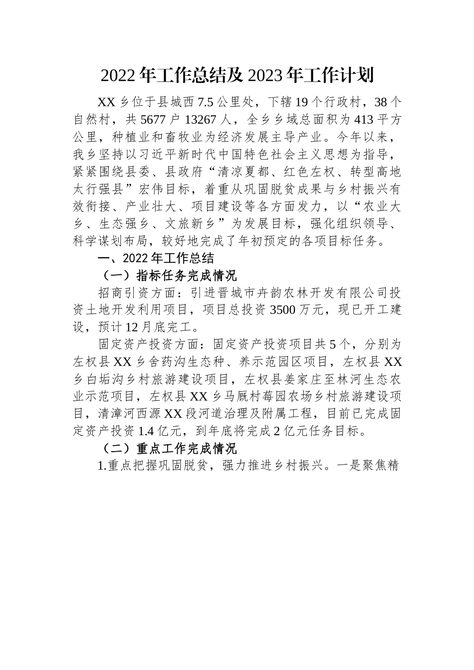 2022年工作总结及2023年工作计划(20221027).docx_第1页
