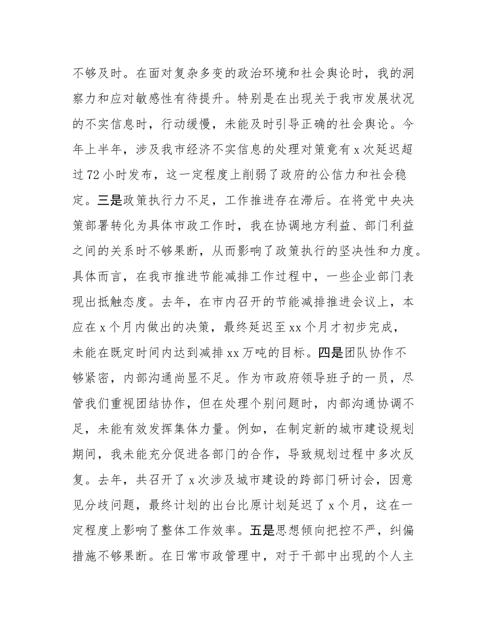 市长2024年度民主SH会对照检查材料.docx_第2页